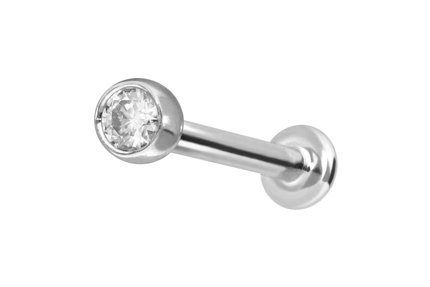 14 Karat Gold Labret Piercing mit Innengewinde MOISSANIT